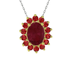 Eda Kolye - Kök yakut ve garnet 925 ayar altın kaplama gümüş kolye (40 cm beyaz altın rolo zincir) #1wcz4i7