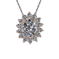 Eda Kolye - Swarovski ve pırlanta 14 ayar rose altın kolye (0.504 karat, 40 cm gümüş rolo zincir) #1wdhcae