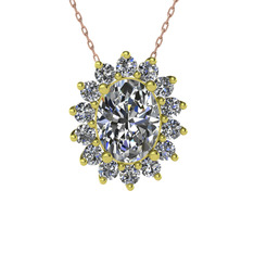 Eda Kolye - Swarovski ve pırlanta 925 ayar altın kaplama gümüş kolye (0.504 karat, 40 cm rose altın rolo zincir) #1wdvnsj