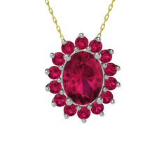Eda Kolye - Rodolit garnet 14 ayar beyaz altın kolye (40 cm gümüş rolo zincir) #7lrxwf