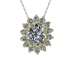 Swarovski ve beyaz zirkon 18 ayar altın kolye (40 cm beyaz altın rolo zincir)