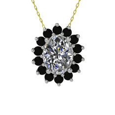Swarovski ve siyah zirkon 925 ayar gümüş kolye (40 cm altın rolo zincir)