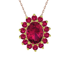 Eda Kolye - Rodolit garnet 14 ayar altın kolye (40 cm rose altın rolo zincir) #a7esr3