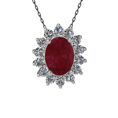 Eda Kolye - Kök yakut ve swarovski 14 ayar beyaz altın kolye (40 cm gümüş rolo zincir) #drhe7h