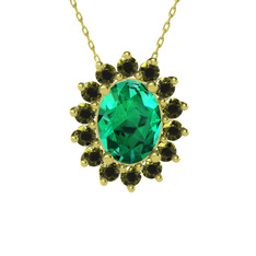 Yeşil kuvars ve peridot 8 ayar altın kolye (40 cm gümüş rolo zincir)