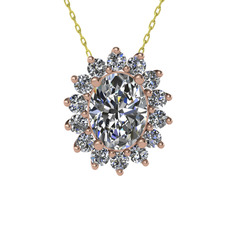 Eda Kolye - Swarovski ve pırlanta 925 ayar rose altın kaplama gümüş kolye (0.504 karat, 40 cm gümüş rolo zincir) #gto0yu