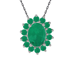 Eda Kolye - Kök zümrüt 14 ayar beyaz altın kolye (40 cm gümüş rolo zincir) #hzajat