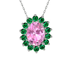 Eda Kolye - Pembe kuvars ve yeşil kuvars 925 ayar gümüş kolye (40 cm gümüş rolo zincir) #ibznk0