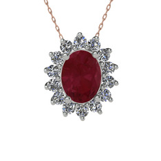 Eda Kolye - Kök yakut ve swarovski 14 ayar beyaz altın kolye (40 cm gümüş rolo zincir) #jlctkr