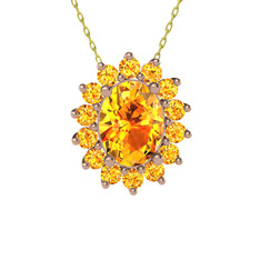 Eda Kolye - Sitrin 14 ayar rose altın kolye (40 cm gümüş rolo zincir) #jutjqk