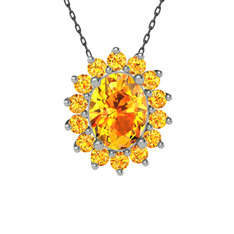 Eda Kolye - Sitrin 925 ayar gümüş kolye (40 cm gümüş rolo zincir) #r0t5wj