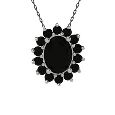 Eda Kolye - Siyah zirkon 14 ayar beyaz altın kolye (40 cm gümüş rolo zincir) #rrltdx