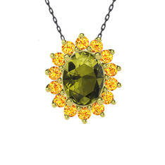 Eda Kolye - Peridot ve sitrin 18 ayar altın kolye (40 cm gümüş rolo zincir) #tdciuo