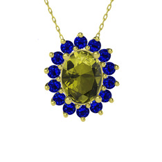 Eda Kolye - Peridot ve lab safir 8 ayar altın kolye (40 cm altın rolo zincir) #tjrjfn