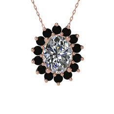 Eda Kolye - Swarovski ve siyah zirkon 8 ayar rose altın kolye (40 cm rose altın rolo zincir) #vy4p5e