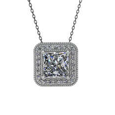 Esinti Kare Kolye - Swarovski 925 ayar gümüş kolye (40 cm gümüş rolo zincir) #1fzpkfn