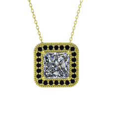 Swarovski ve siyah zirkon 18 ayar altın kolye (40 cm altın rolo zincir)