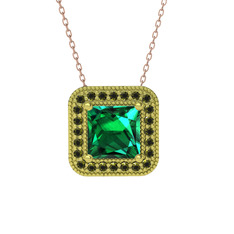Yeşil kuvars ve peridot 8 ayar altın kolye (40 cm gümüş rolo zincir)