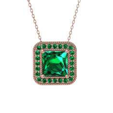 Yeşil kuvars 18 ayar rose altın kolye (40 cm rose altın rolo zincir)