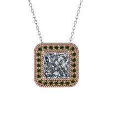 Esinti Kare Kolye - Swarovski ve peridot 14 ayar rose altın kolye (40 cm beyaz altın rolo zincir) #aam3r4