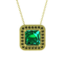 Esinti Kare Kolye - Yeşil kuvars ve peridot 18 ayar altın kolye (40 cm altın rolo zincir) #b1vcs9