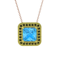 Esinti Kare Kolye - Akuamarin ve peridot 925 ayar altın kaplama gümüş kolye (40 cm gümüş rolo zincir) #dtpx8r