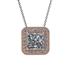 Esinti Kare Kolye - Beyaz zirkon ve swarovski 14 ayar rose altın kolye (40 cm gümüş rolo zincir) #jq325l