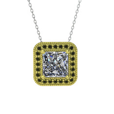 Esinti Kare Kolye - Swarovski ve peridot 14 ayar altın kolye (40 cm gümüş rolo zincir) #jy96ty