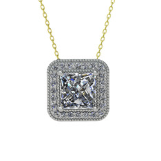 Swarovski ve beyaz zirkon 8 ayar beyaz altın kolye (40 cm altın rolo zincir)