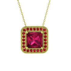 Esinti Kare Kolye - Rodolit garnet ve garnet 8 ayar altın kolye (40 cm altın rolo zincir) #qwcie2