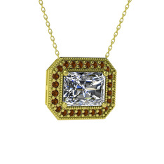 Esinti Dikdörtgen Kolye - Swarovski ve dumanlı kuvars 925 ayar altın kaplama gümüş kolye (40 cm gümüş rolo zincir) #13ur8gx