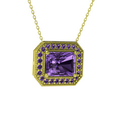 Ametist 14 ayar altın kolye (40 cm altın rolo zincir)