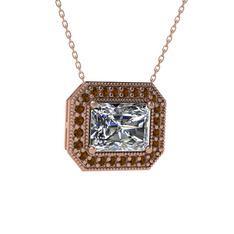 Esinti Dikdörtgen Kolye - Swarovski ve dumanlı kuvars 8 ayar rose altın kolye (40 cm gümüş rolo zincir) #1tr5cgt
