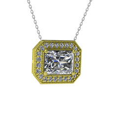 Swarovski ve pırlanta 8 ayar altın kolye (0.253 karat, 40 cm gümüş rolo zincir)