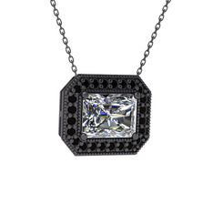 Esinti Dikdörtgen Kolye - Swarovski ve siyah zirkon 925 ayar siyah rodyum kaplama gümüş kolye (40 cm gümüş rolo zincir) #avltul