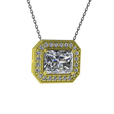 Swarovski ve pırlanta 14 ayar altın kolye (0.253 karat, 40 cm gümüş rolo zincir)