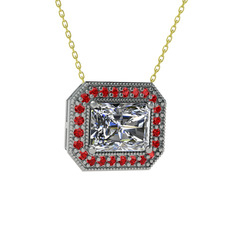Esinti Dikdörtgen Kolye - Swarovski ve garnet 18 ayar beyaz altın kolye (40 cm gümüş rolo zincir) #rzyslu