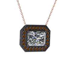 Esinti Dikdörtgen Kolye - Swarovski ve dumanlı kuvars 925 ayar siyah rodyum kaplama gümüş kolye (40 cm rose altın rolo zincir) #vqcwt