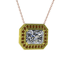 Esinti Dikdörtgen Kolye - Swarovski ve dumanlı kuvars 14 ayar altın kolye (40 cm gümüş rolo zincir) #x4bwhe
