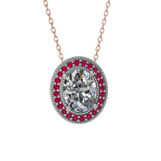 Swarovski ve rodolit garnet 18 ayar beyaz altın kolye (40 cm gümüş rolo zincir)