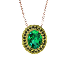 Esinti Oval Kolye - Yeşil kuvars ve peridot 925 ayar altın kaplama gümüş kolye (40 cm gümüş rolo zincir) #1clv3qc