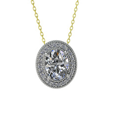 Esinti Oval Kolye - Swarovski 925 ayar gümüş kolye (40 cm altın rolo zincir) #1hiy4cn