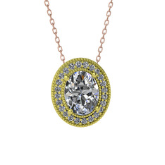 Esinti Oval Kolye - Swarovski ve pırlanta 925 ayar altın kaplama gümüş kolye (0.264 karat, 40 cm gümüş rolo zincir) #1igiv7j