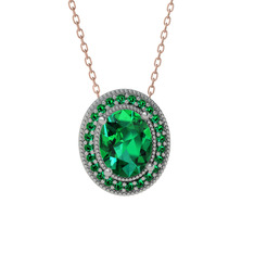 Yeşil kuvars 925 ayar gümüş kolye (40 cm rose altın rolo zincir)