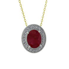 Kök yakut ve swarovski 925 ayar gümüş kolye (40 cm gümüş rolo zincir)