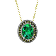 Yeşil kuvars ve peridot 925 ayar gümüş kolye (40 cm gümüş rolo zincir)