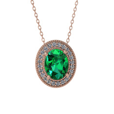 Esinti Oval Kolye - Yeşil kuvars ve swarovski 8 ayar rose altın kolye (40 cm gümüş rolo zincir) #a1w649
