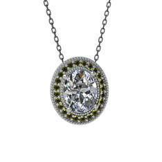 Esinti Oval Kolye - Swarovski ve peridot 925 ayar gümüş kolye (40 cm gümüş rolo zincir) #aoy1ka