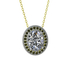 Esinti Oval Kolye - Swarovski ve peridot 18 ayar beyaz altın kolye (40 cm gümüş rolo zincir) #qo7hny
