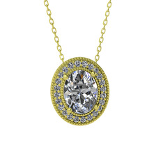 Esinti Oval Kolye - Swarovski ve pırlanta 14 ayar altın kolye (0.264 karat, 40 cm gümüş rolo zincir) #ubp1vh